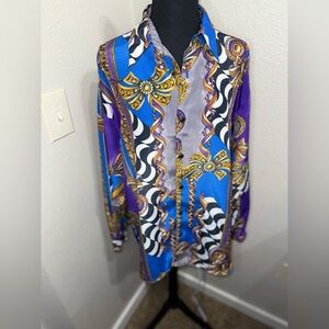 Vintage Sangi Versace style Button Up Blouse- Size Medium
